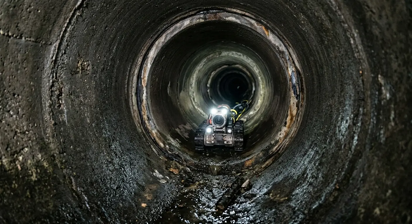 Robotic sewer camera inspecting pipe interior for Sewer Line Repair in Cedar Hills